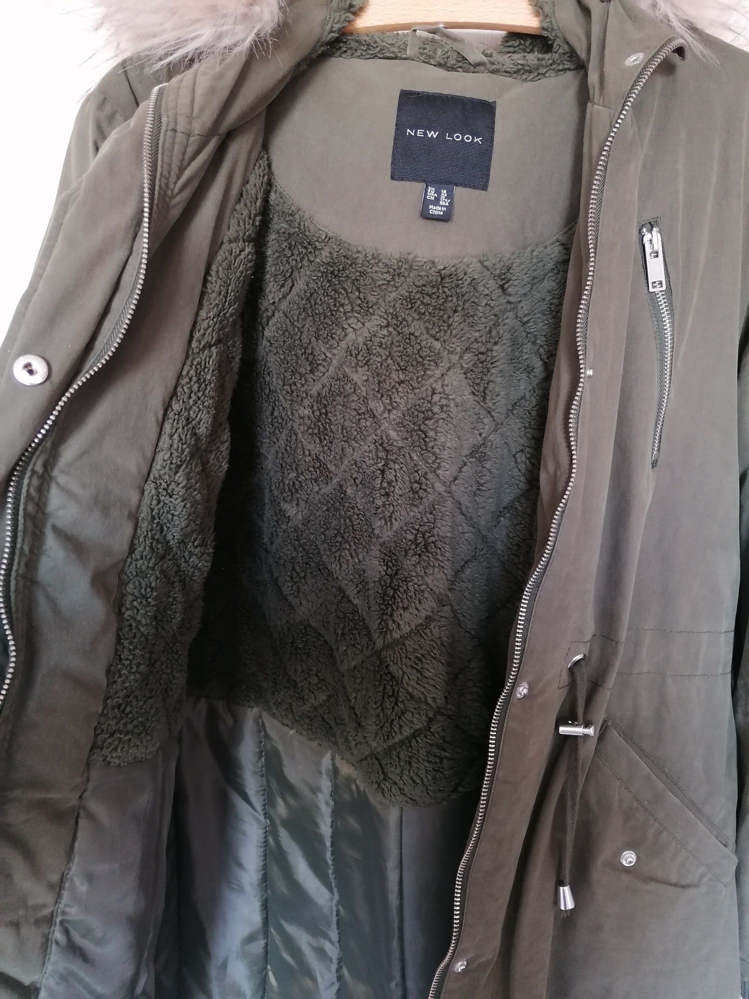 Kurtka parka New Look r. 42 zimowa, khaki, płaszcz, puchowa jesienna