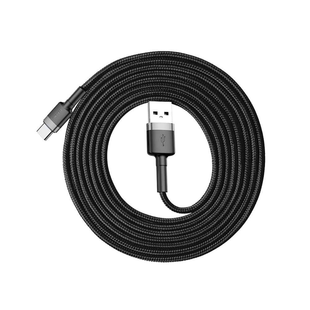 wytrzymały elastyczny kabel przewód usb usb-c qc3.0 2a 2m czarno-szary