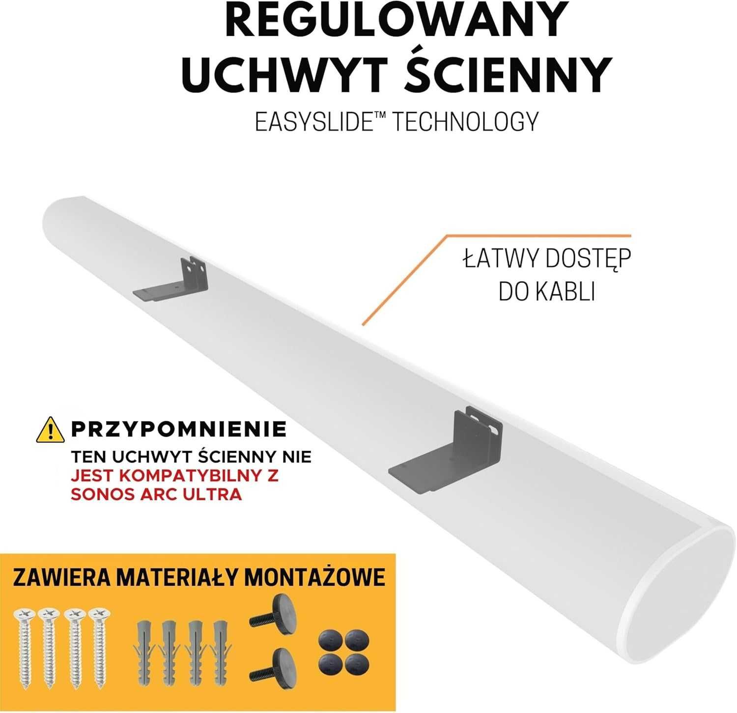 Uchwyt ścienny SONOS Arc biały regulowana głębokość SOUND BASS
