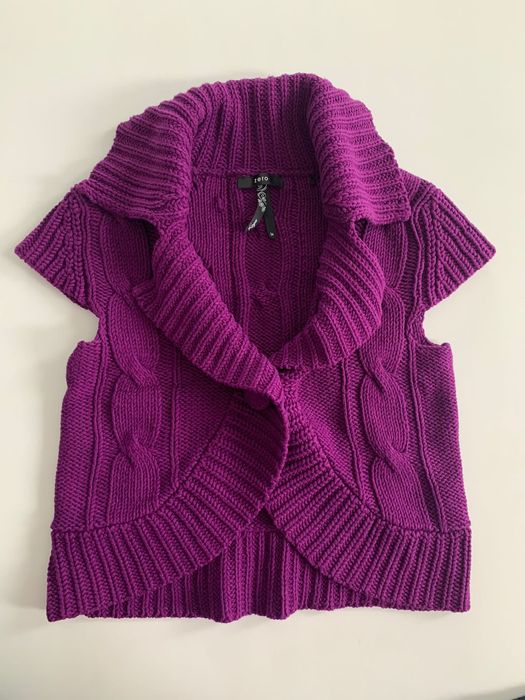 Kamizelka bolerko sweterek sweter zero 34 xs fioletowy