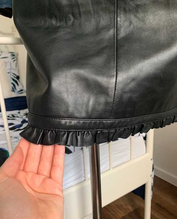 KOOKAI skórzana prosta spódnica minimalizm ze skóry naturalnej XL