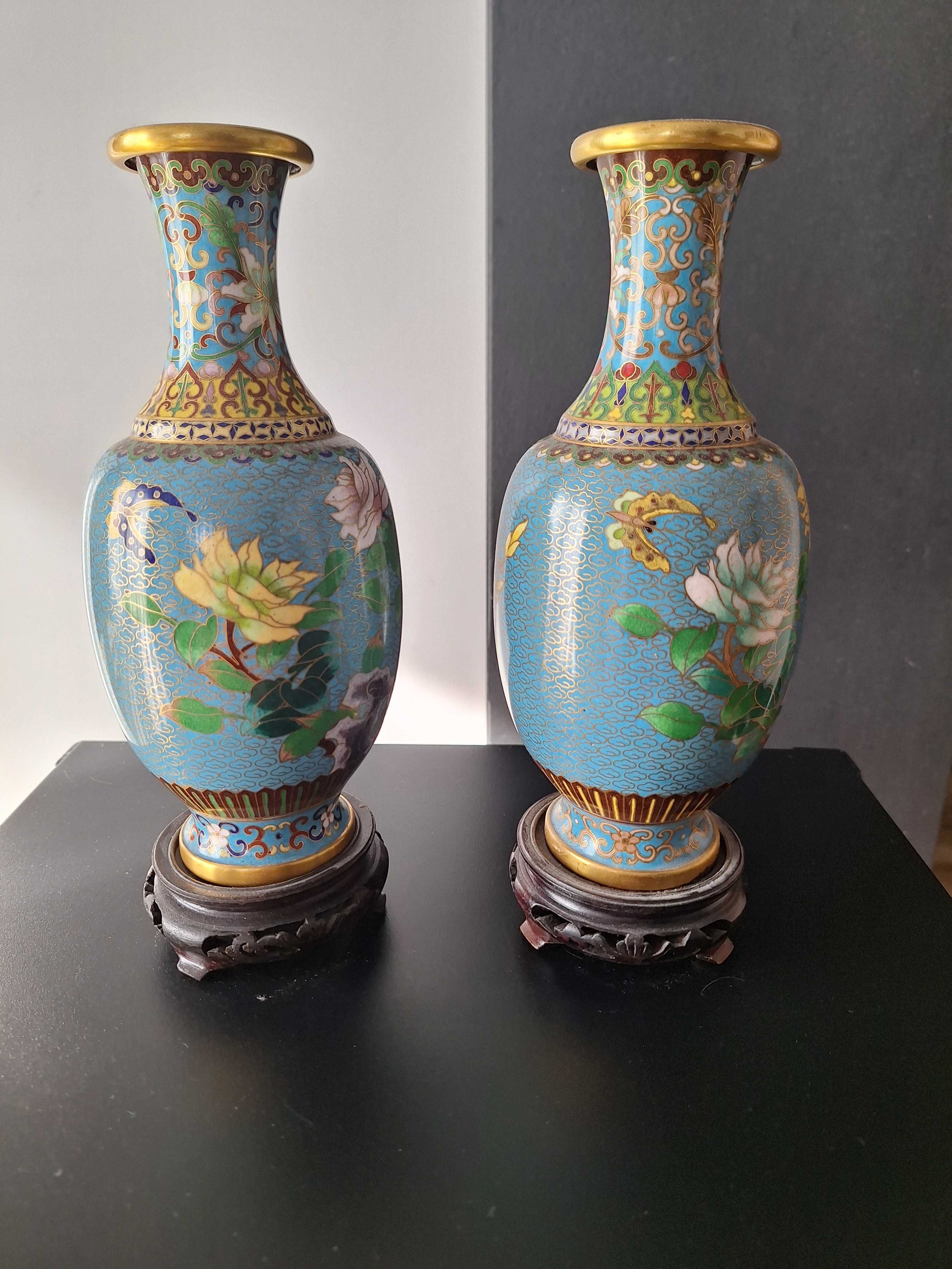 Wazony chinskie vintage emalia