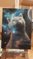 Obraz olejny "Kotek  ręcznie malowany na płótnie 40x50 cm