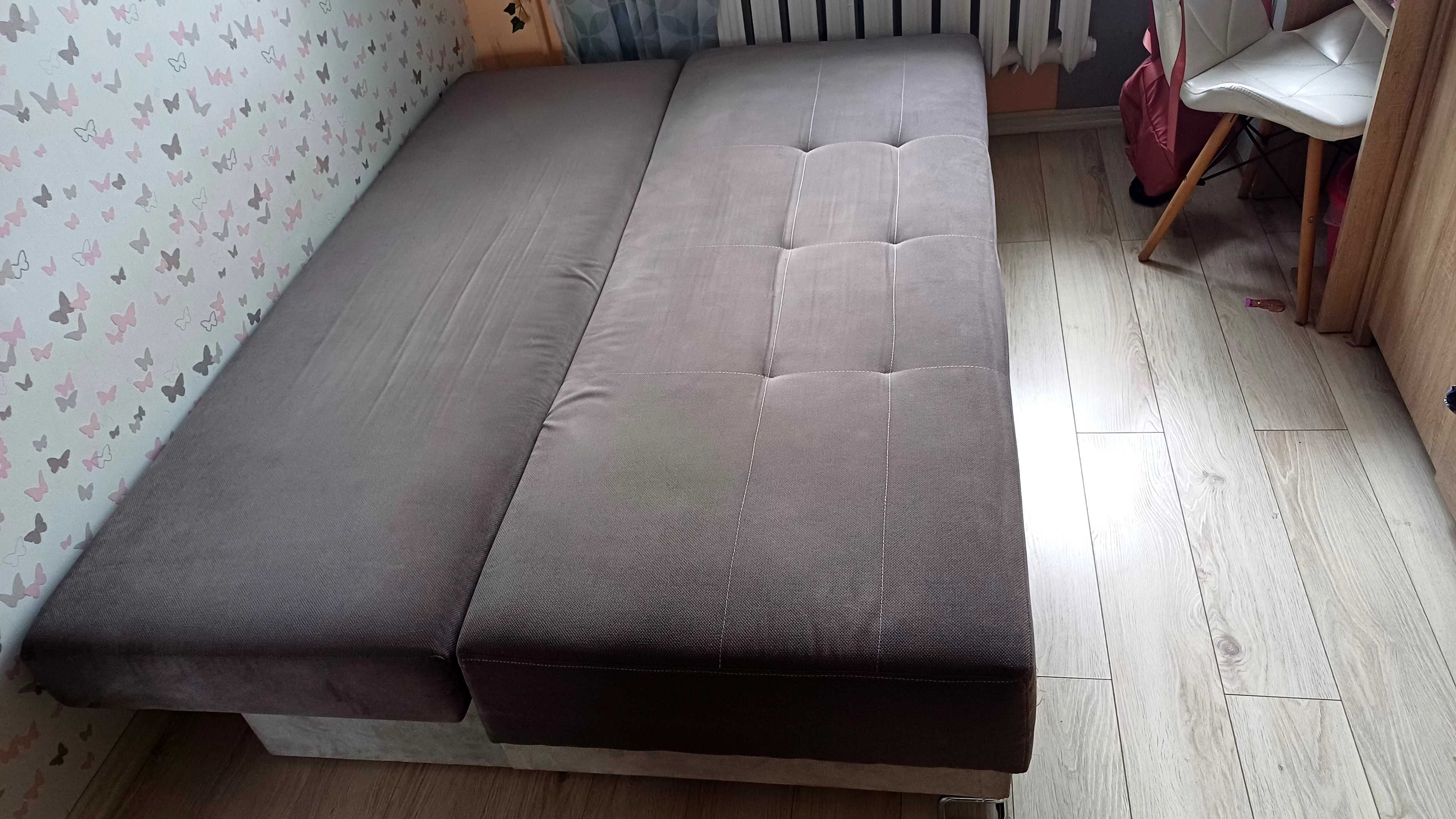 Sofa z funkcją spania srebrno-szara