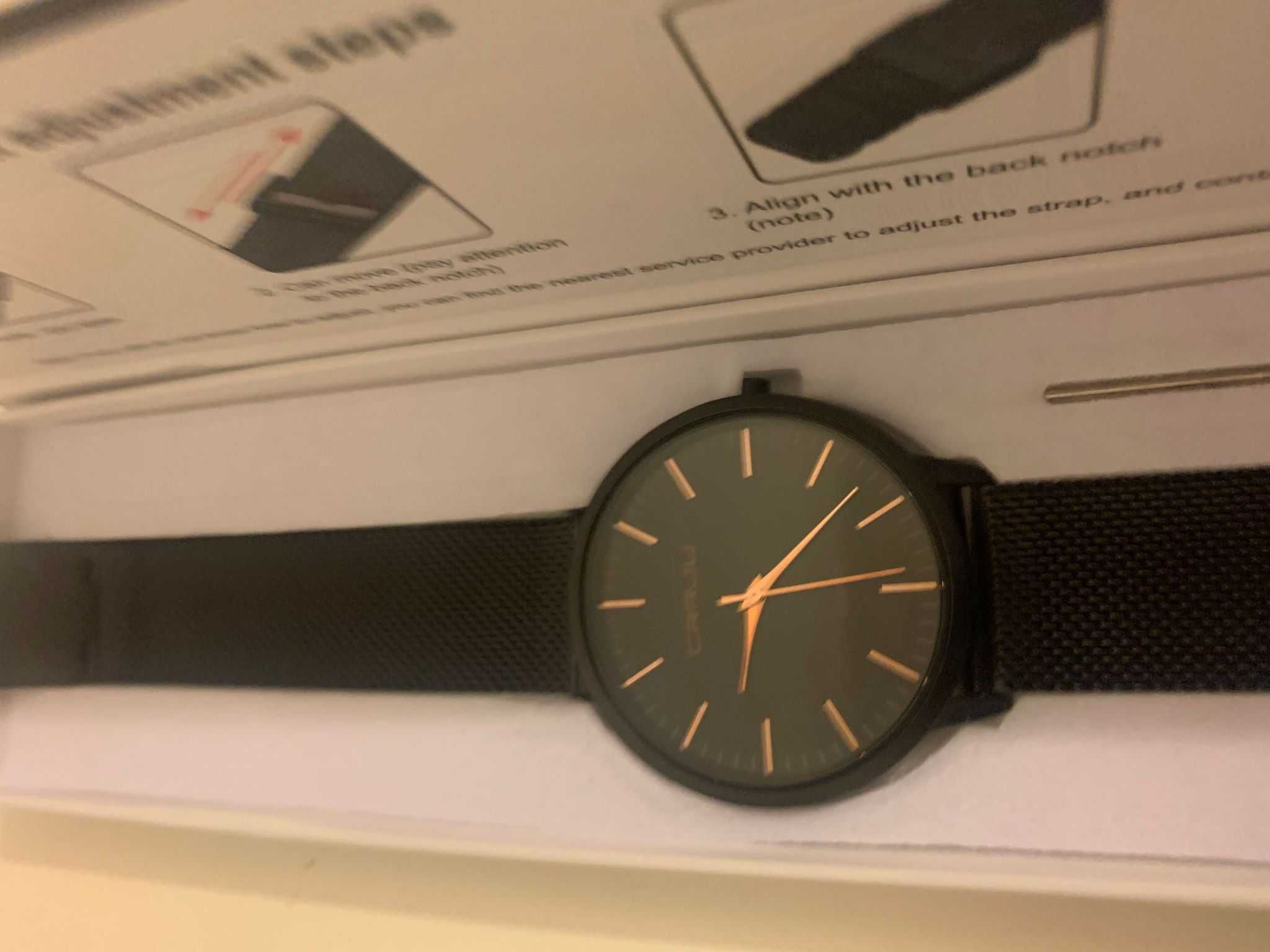 Relógio Masculino Casual Ultra Fino De Luxo Preto E Dourado - CRRJU