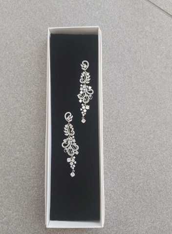 Kolczyki ślubne kryształy błyszczące orientalne