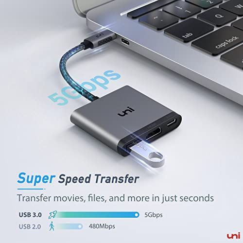 uni USB-C do HDMI Adapter 3-in-1 Hub, 4K HDMI, PD 100W, USB 3.0