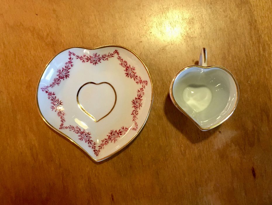 D’ARTVAL - chávena de café antiga com forma de coração - 10x5 cm/s