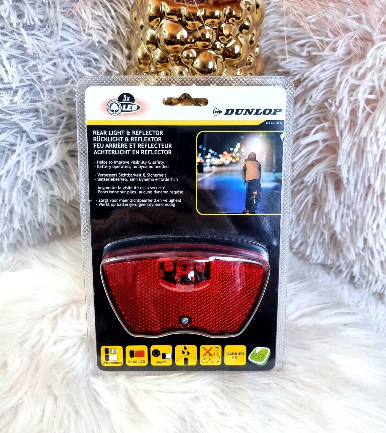 Dunlop Lampka rowerowa tylna led reflektor nowy