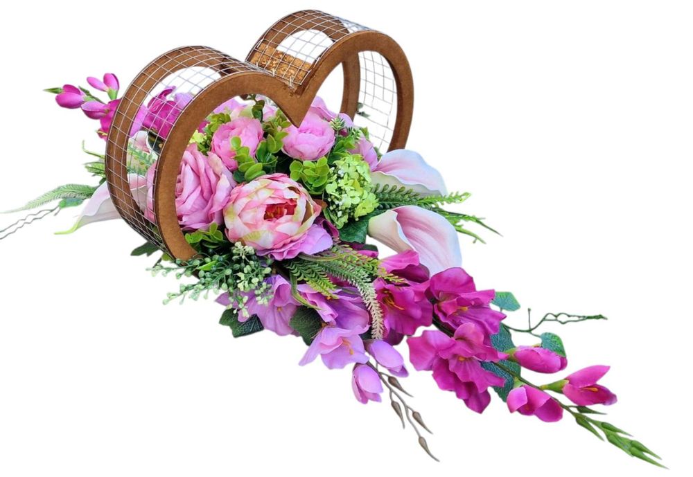 Kompozycja kwiatowa na grób cmentarz stroik serce ikebana Z623