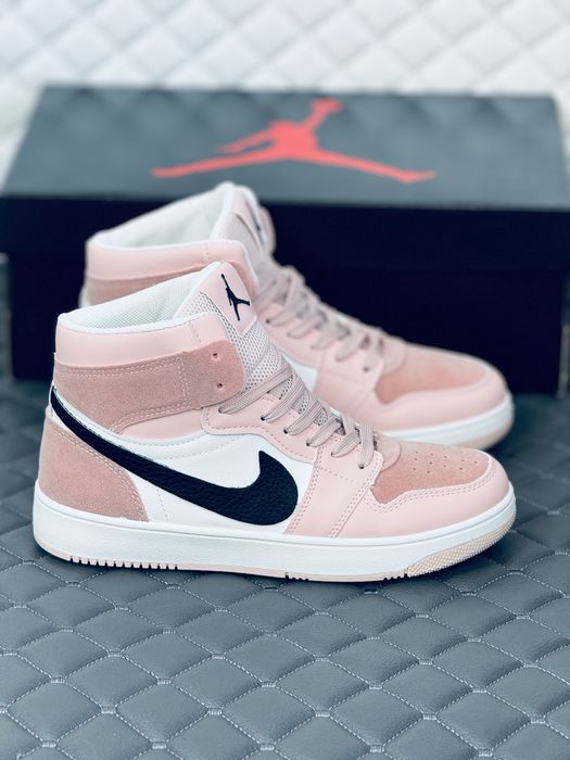 Nike Air Retro Jordan 1 pink кроссовки хайтопы женские розовые Джордан