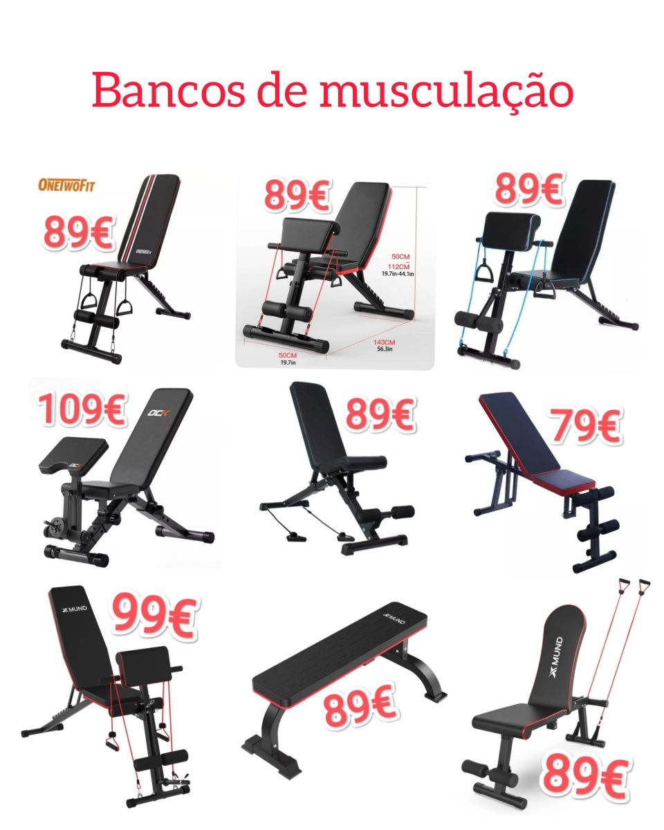Promoções musculação e fitness - bancos, passadeiras, bicicletas, peso
