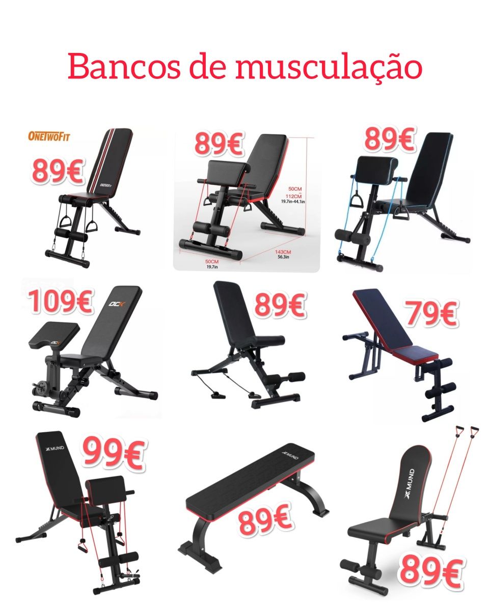 Promoções musculação e fitness - bancos, passadeiras, bicicletas, peso