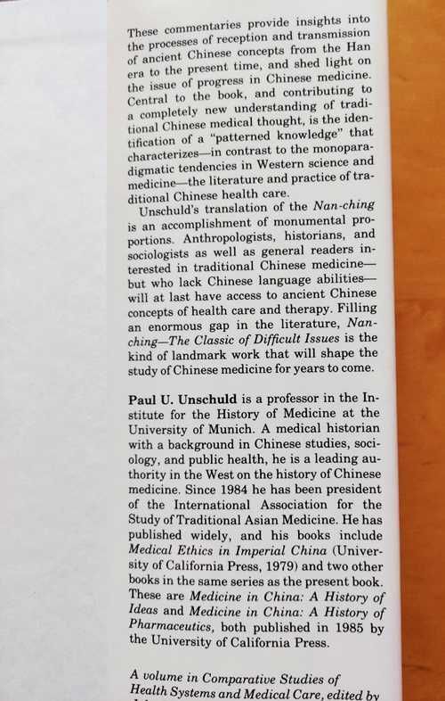 NAN-CHING Paul Unschuld [Medicine in China]