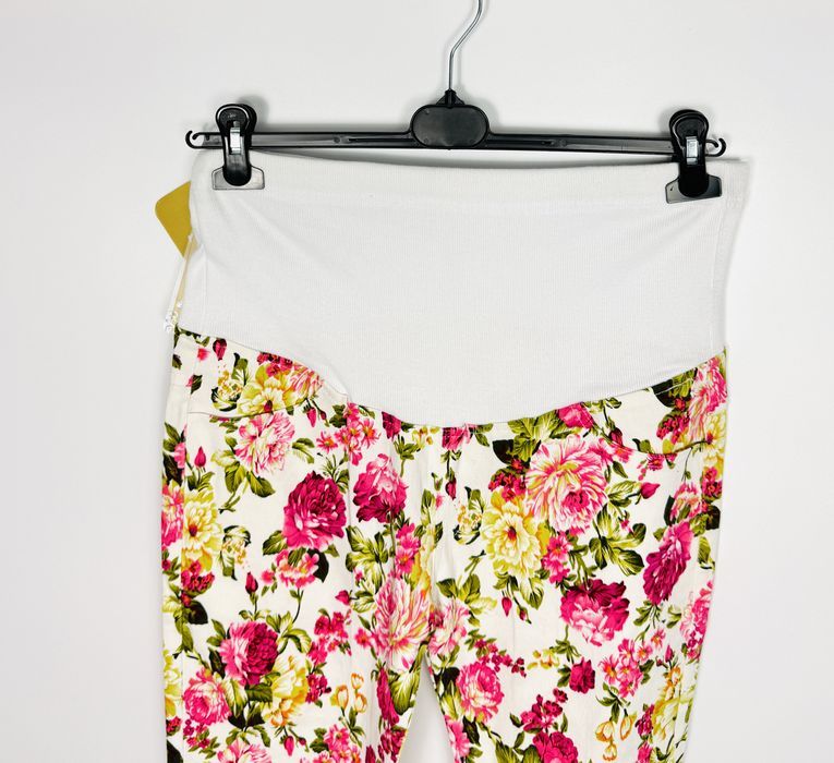 Ciążowe spodnie kwiatowe over-bump XL 42