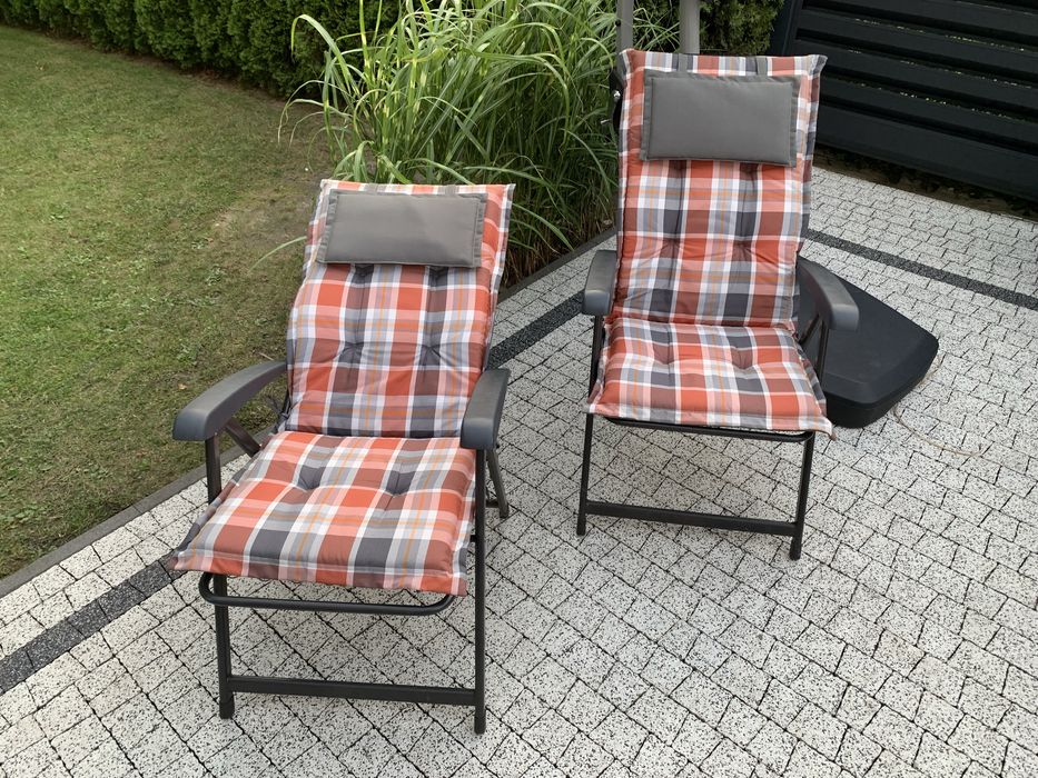 Krzesła metalowe ogrodowe z poduszkami nowe 2szt