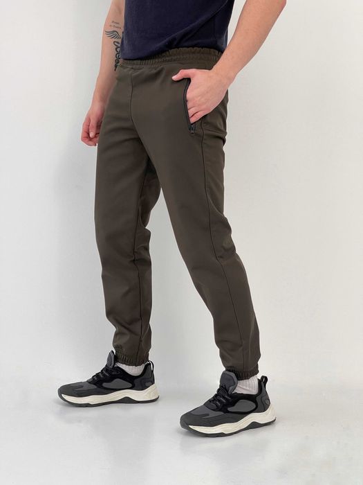 Штани чоловічі зимові утеплені на флісі софтшел хакі