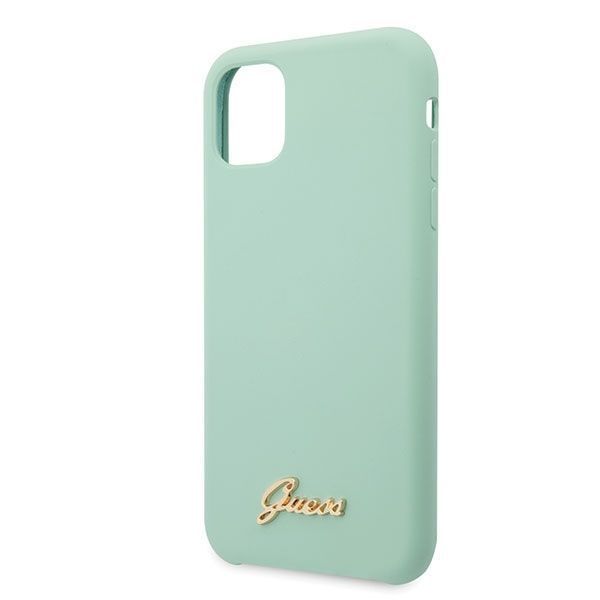 Etui Guess Silicone Vintage Gold Logo dla iPhone 11 Pro Max, Zielony