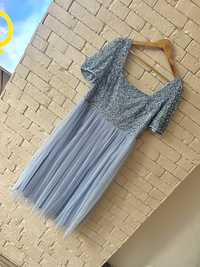 Sukienka midi baby blue maya asos tiulowa cekinowa 44 2XL