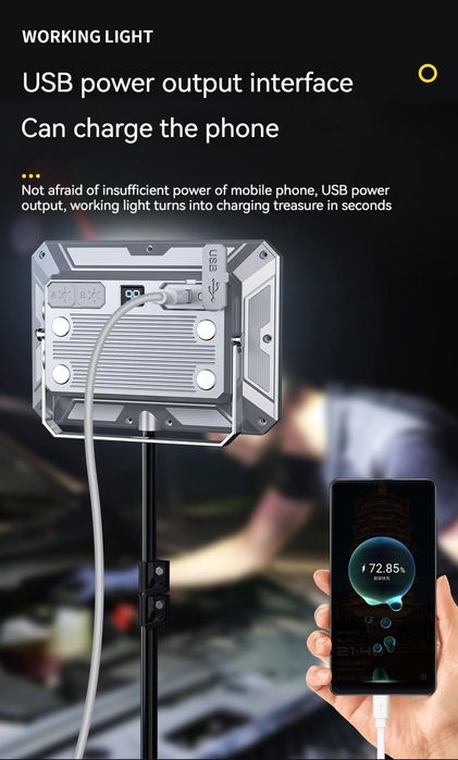 Прожектор на акумуляторі алюмінієвий аварійний фонарик автономний