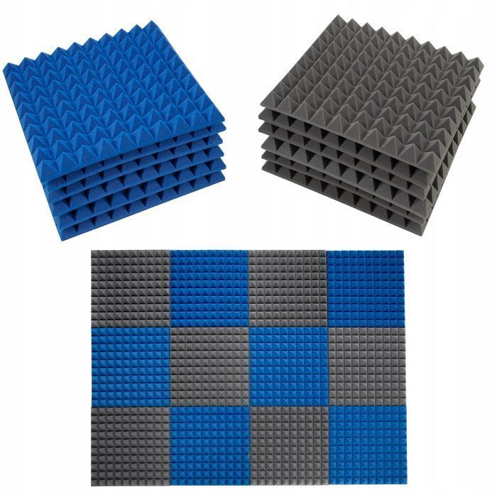 Pianki Akustyczne Wygłuszające Piramidy Wysokie 2 kolory 12 sztuk 3m2