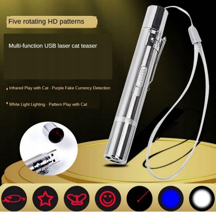 Laser lampka LED ultrafiolet zabawka dla kota USB