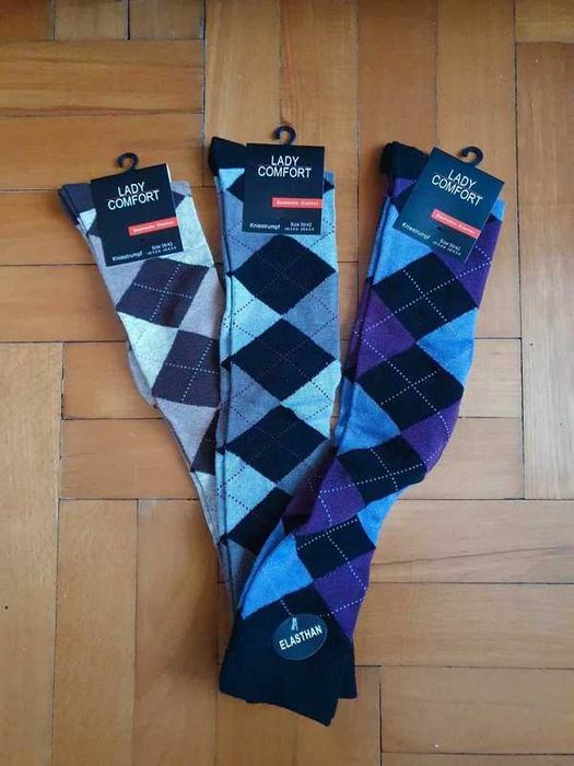 Podkolanówki w romby 3 pary czesana bawełna r.39/42