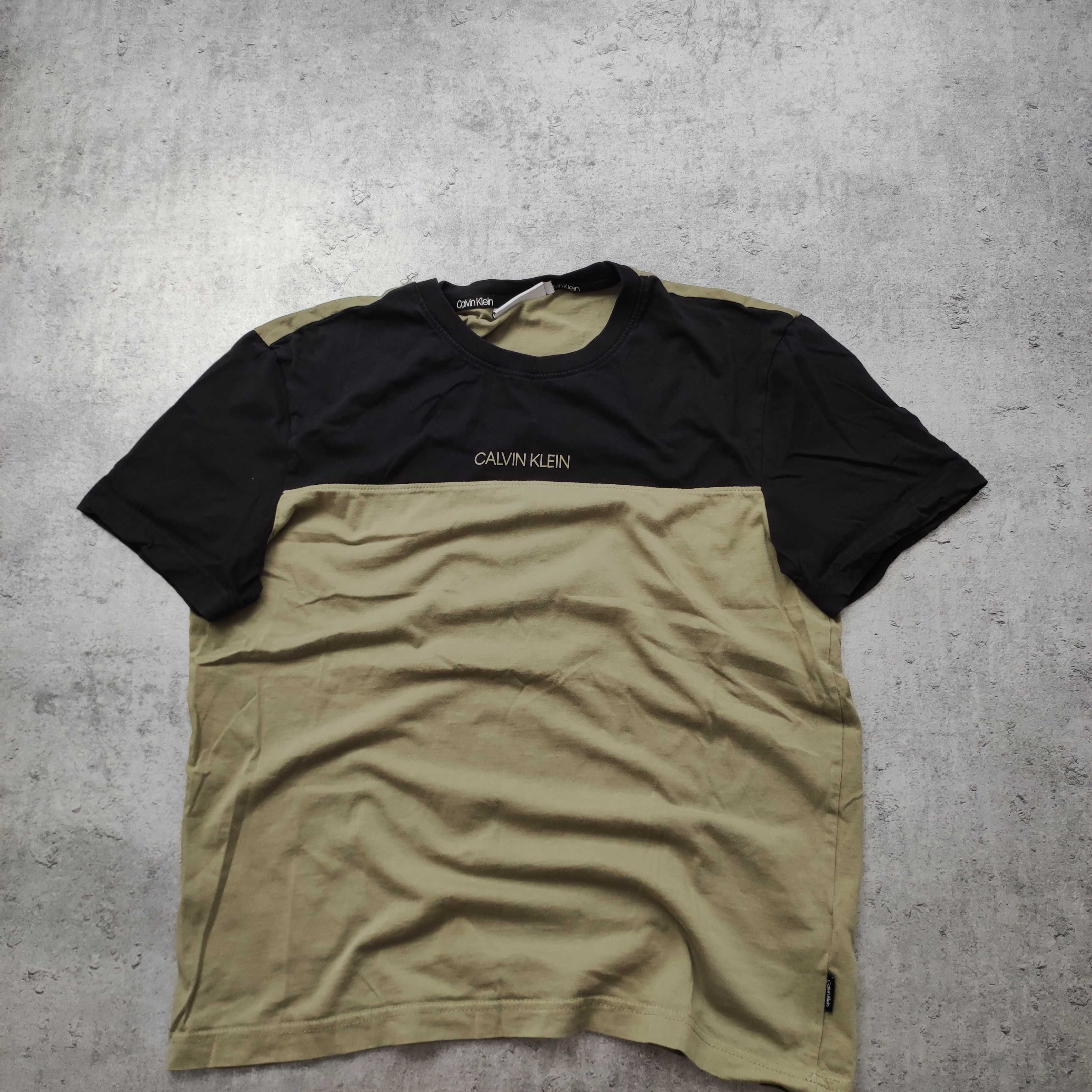 MĘSKA Koszulka PREMIUM Dual Kolor Khaki Czarna Bawełna Calvin Klein