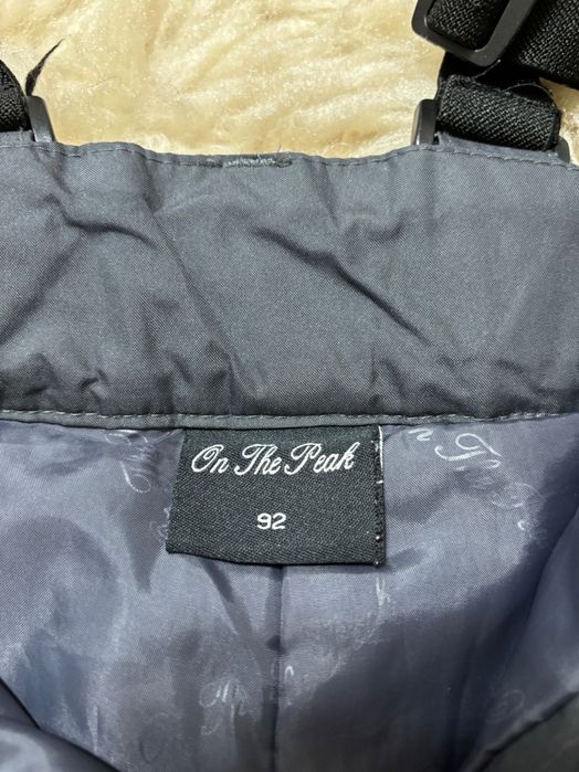 Spodnie zimowe szelki podkoszulka termiczna czapka z uszkami zestaw 92