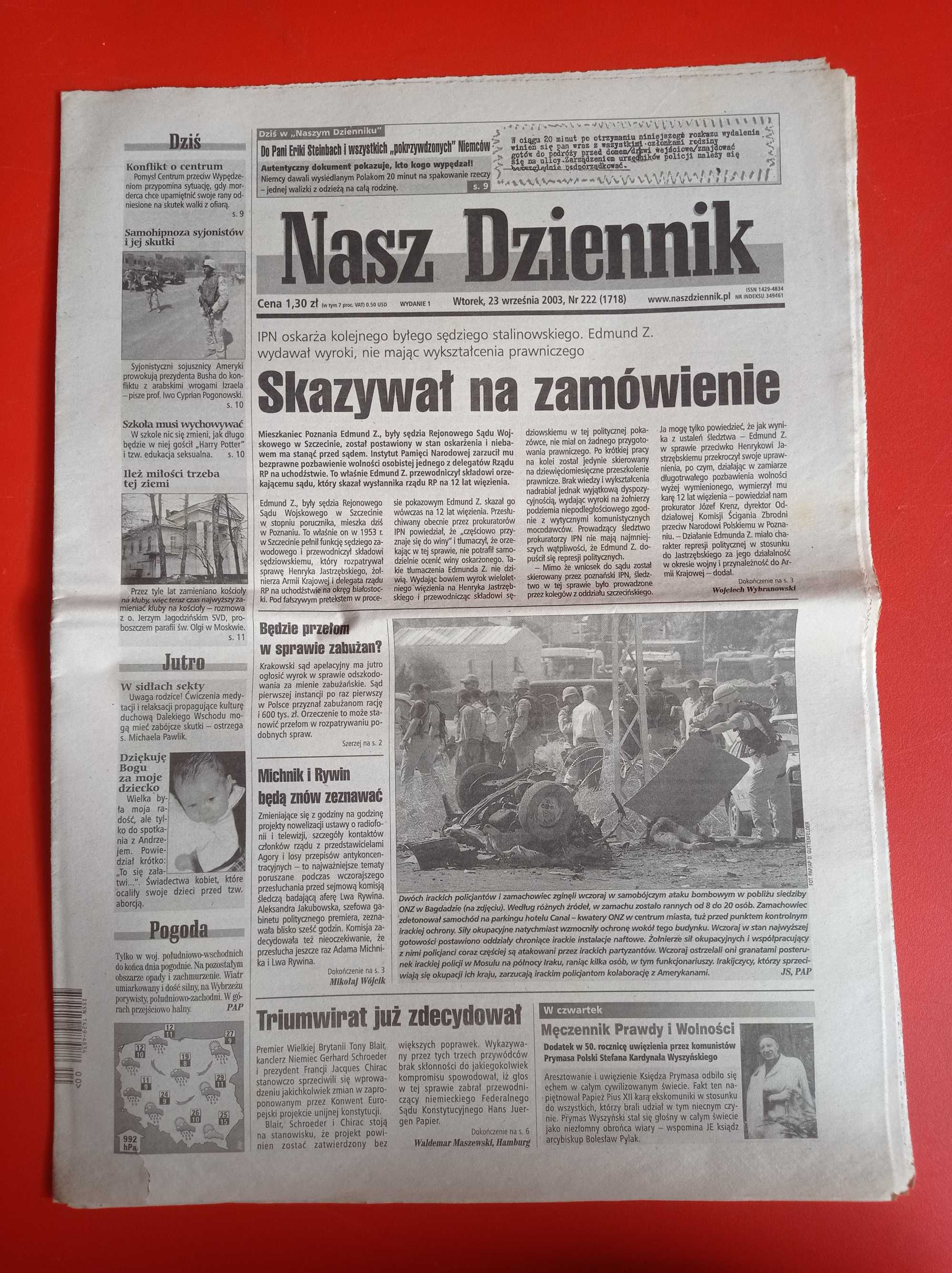 Nasz Dziennik, nr 222/2003, 23 września 2003