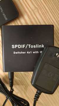 Світч SPDIF/TOSLINK 4x1 оптичний switch з IR пультом адаптер перемикач