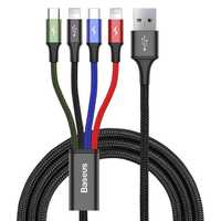 Baseus kabel USB 4w1 2x Lightning / USB Typ C / micro USB 1.2m czarny