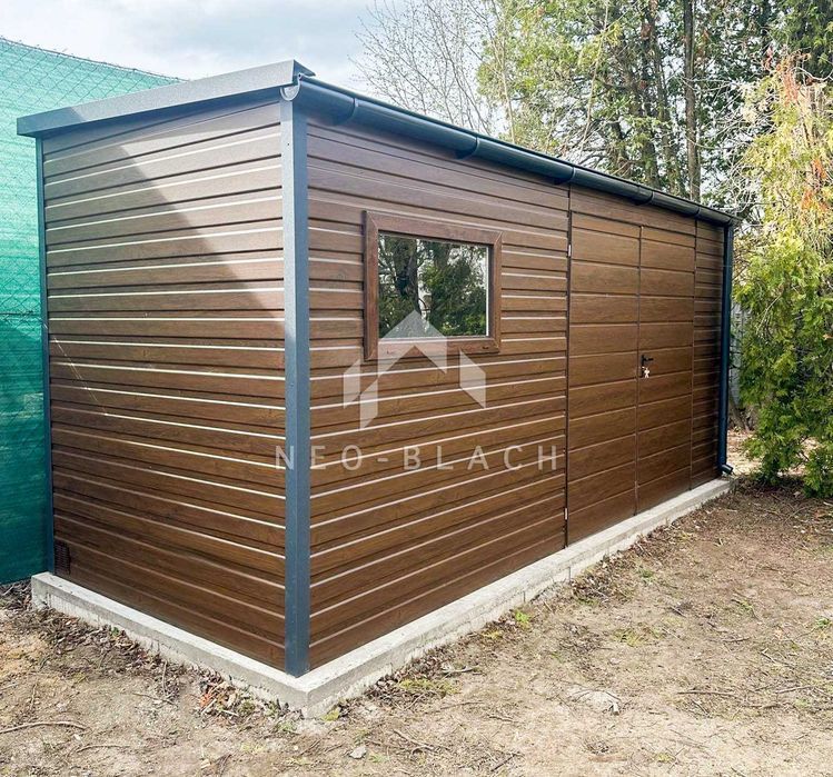 Schowek - Domek Ogrodowy 5X2M Brama Okno Rynny Drewnopodobny Nb159