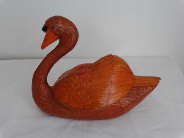 Cisne em palhinha, caixa, artesanato Chinês