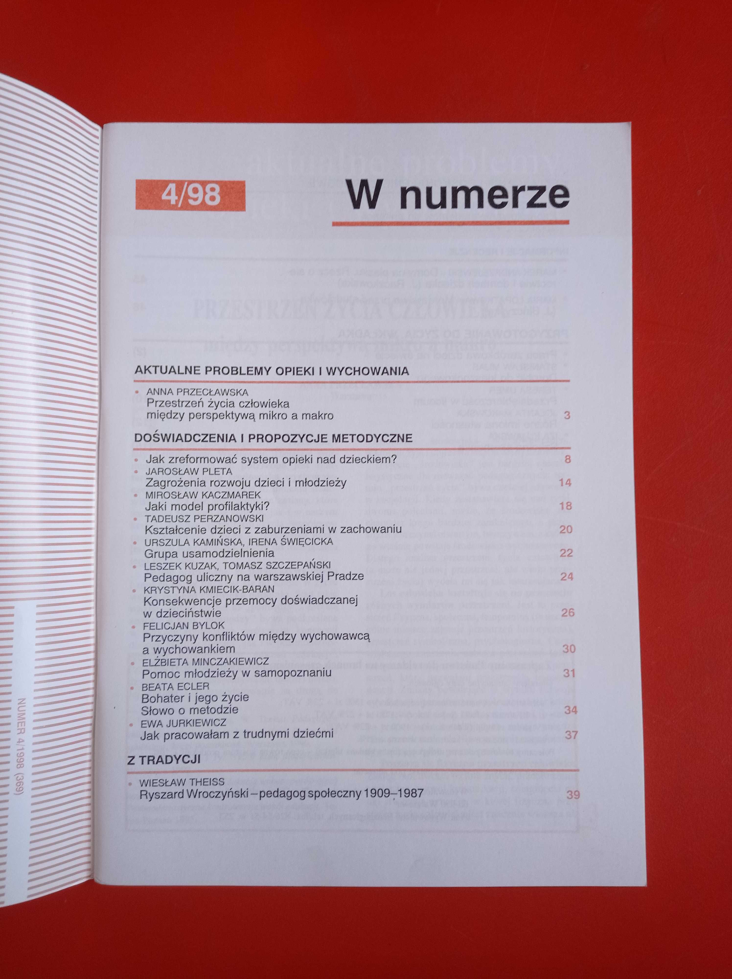 Problemy opiekuńczo-wychowawcze, nr 4/1998, kwiecień 1998