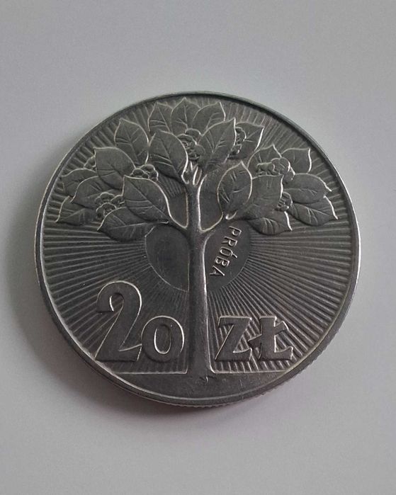 Moneta 20zł próba Drzewo 1973r