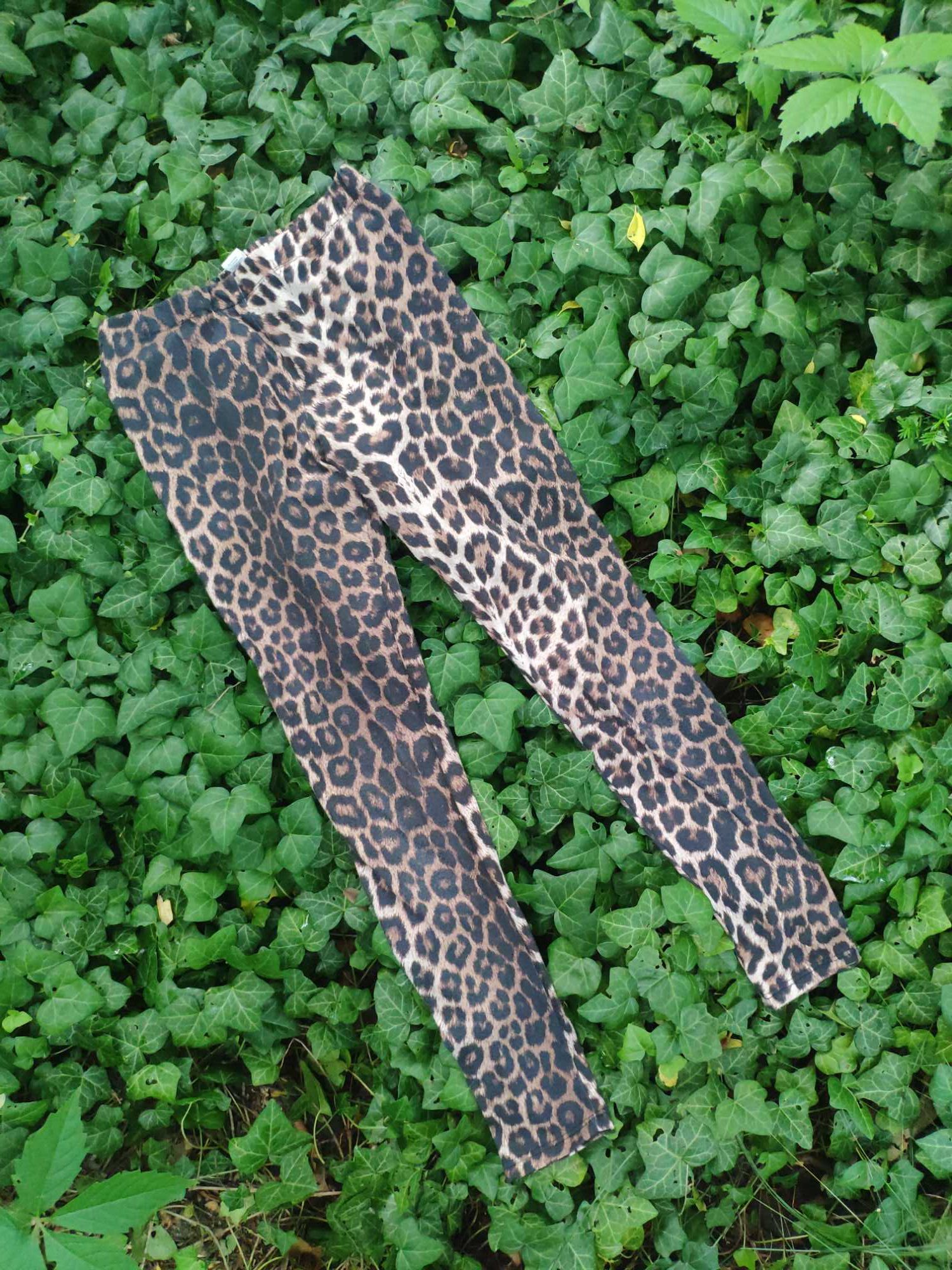 Legginsy 7/8 w panterkę z wysokim stanem S panterka