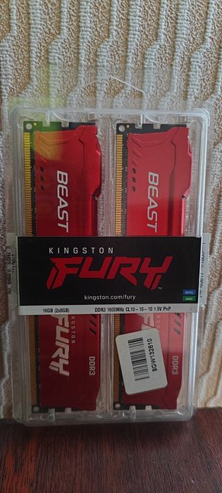 Оперативна пам'ять Kingston Fury DDR3 1600 Mhz 16gb (8x2)