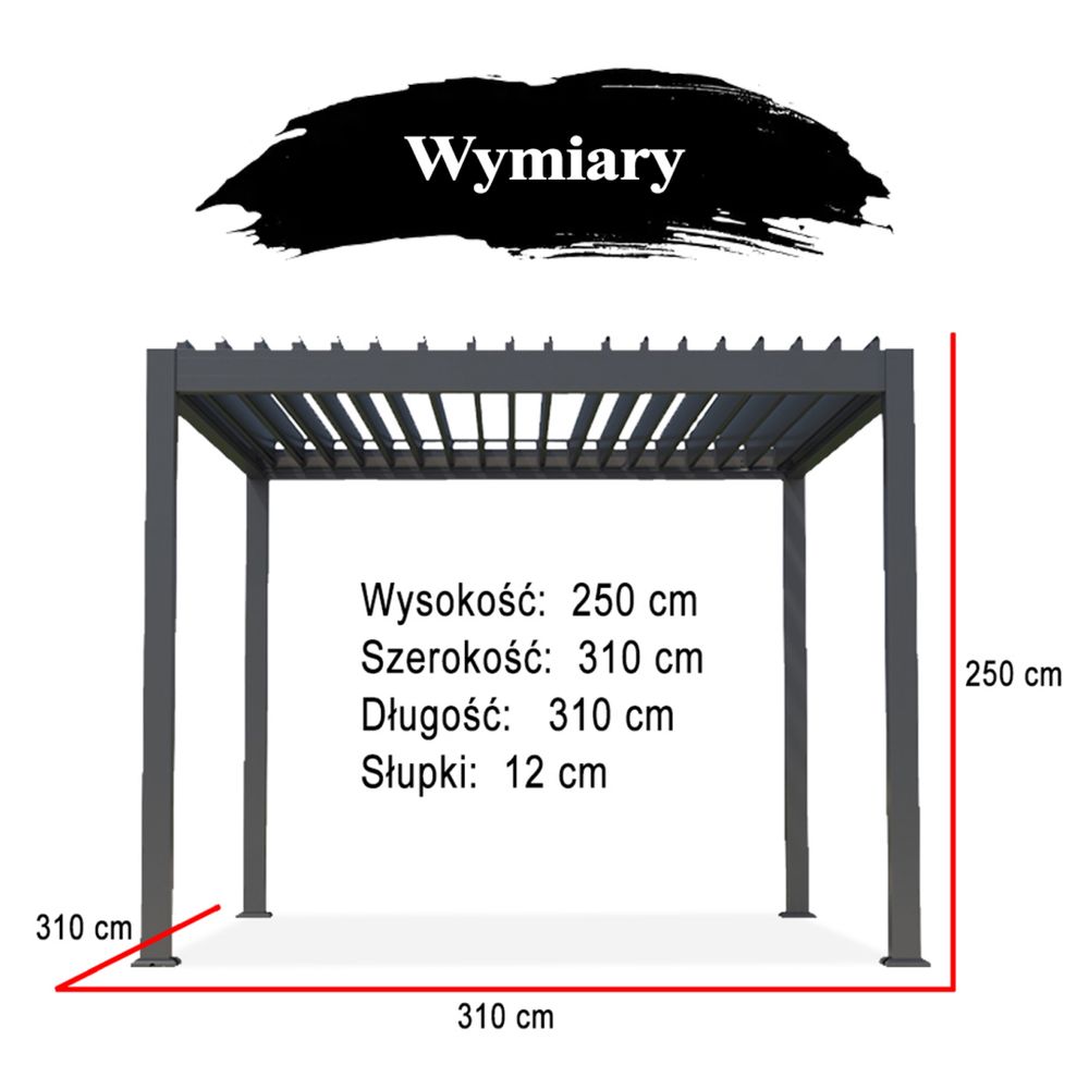 Pergola Ogrodowa 3x3 Aluminiowa Elektryczna LED Bioklimatyczna