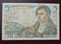 Banknot 5 franków 1943 Francja