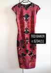 Czerwona burgundowa dopasowana sukienka midi Ted Baker r. S elegance