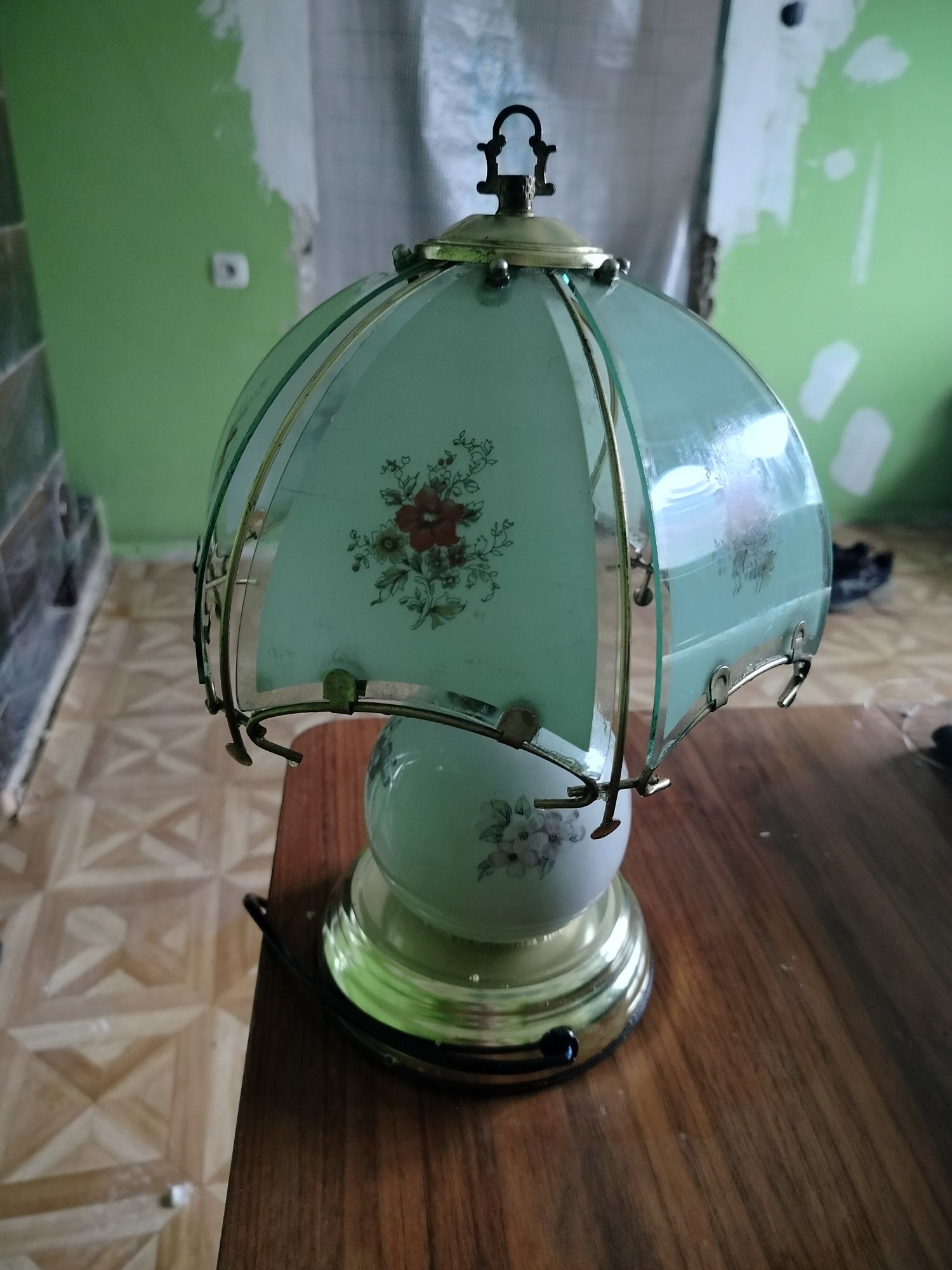 Lampka porcelanowa z zegarkiem PRL antyk