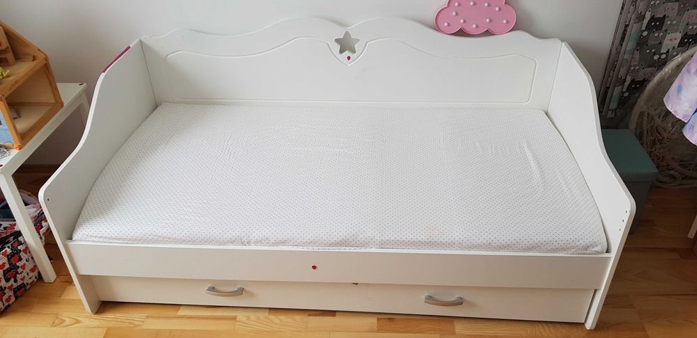 Łóżko/ łóżeczko 80x160 z szufladą białe gwiazdka