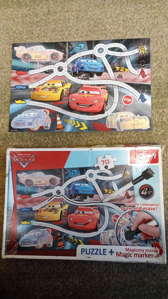 Puzzle Auta TREFL 70 elem. 4+ + łaczenie pisanie po śladzie