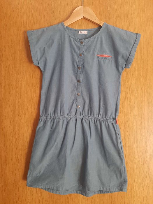 Vestido algodão azul ganga -10 anos (140 cm)