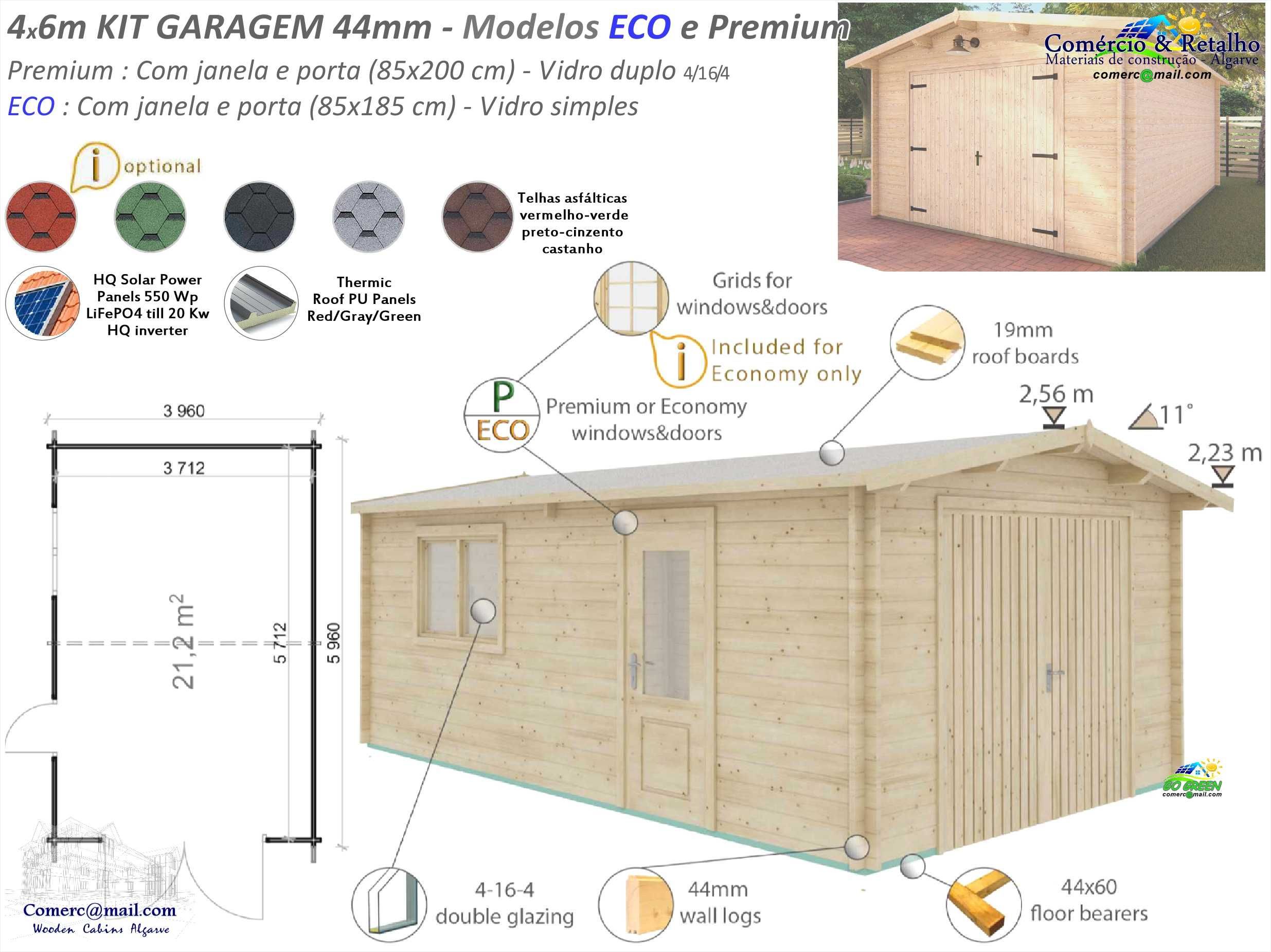 Garagem madeira Pré-fabricada 11 Modelos 28 até 44mm