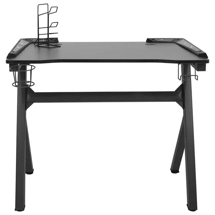 Vidaxl Biurko Z Led I Nogami W Kształcie Y, Czarne, 110X60X75 Cm