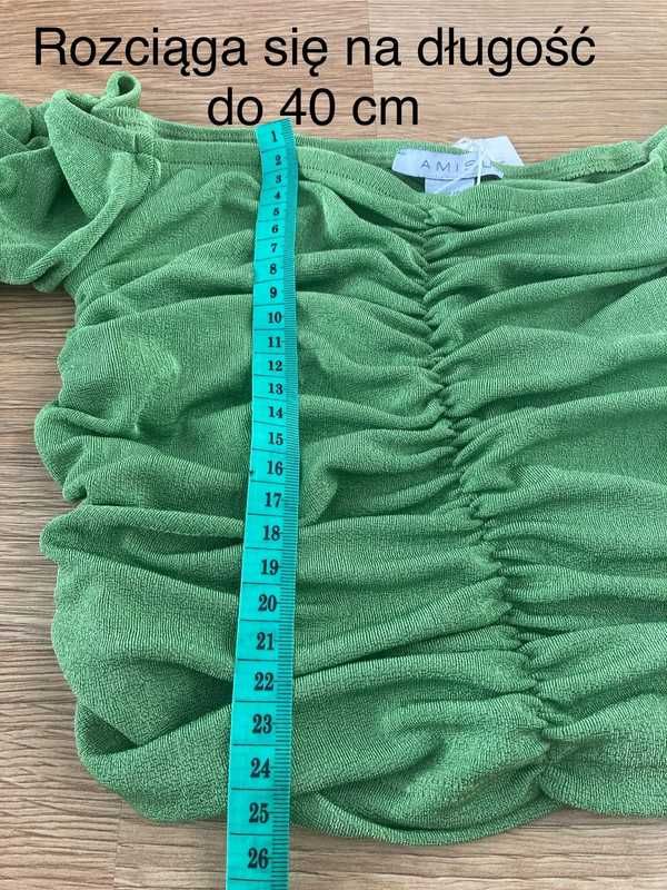 Cropp top bluzka zielona Hiszpanka z marszczeniami Amisu New Yorker XS
