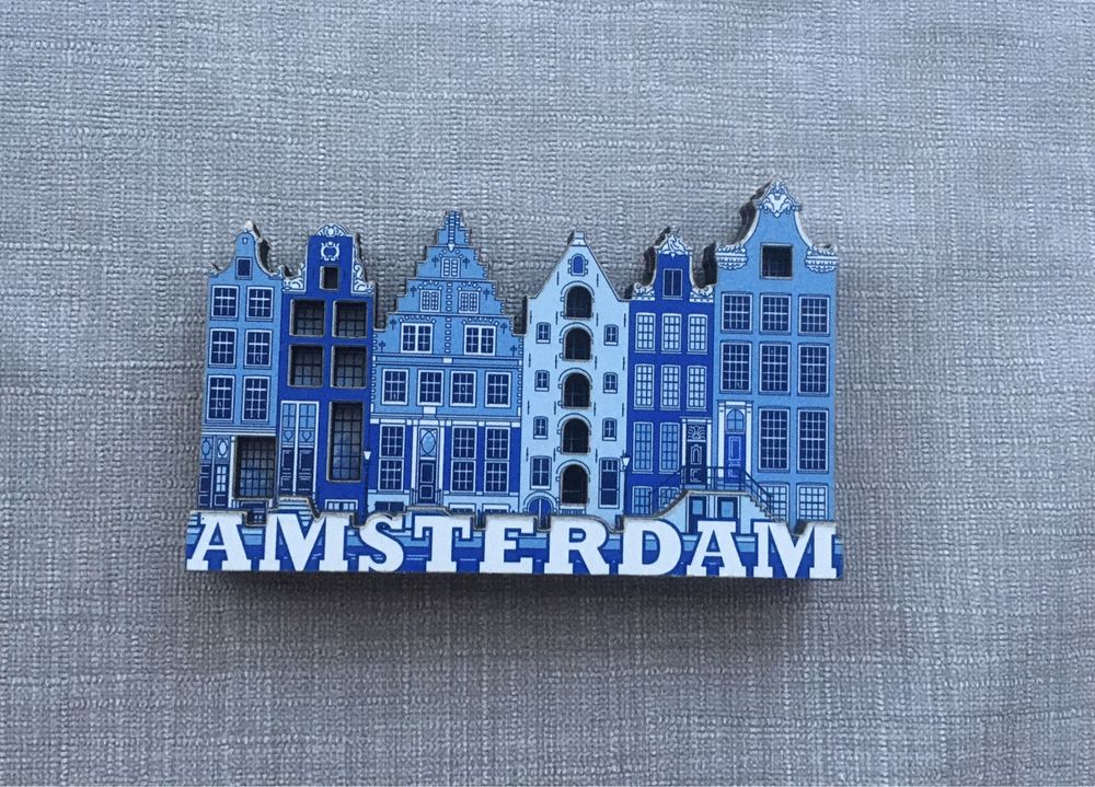 Magnes drewniany na lodówkę, stojąca ozdoba Amsterdam Holandia