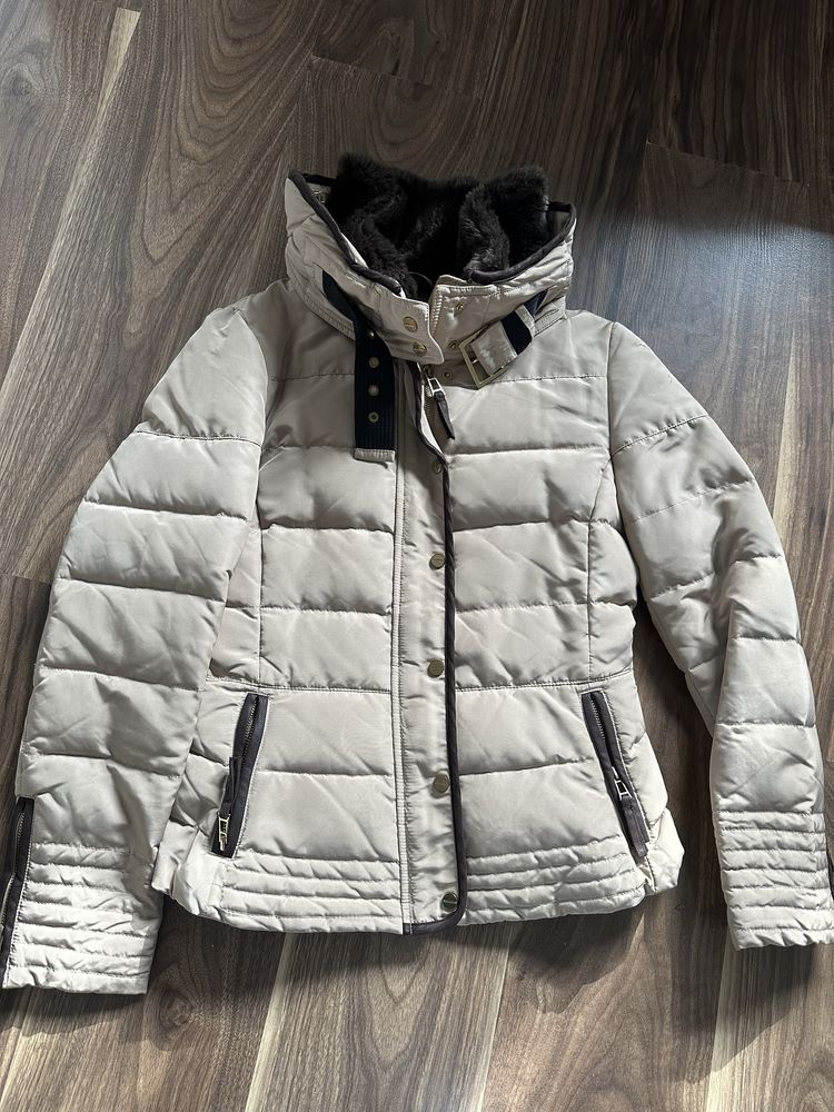 Kurtka Zara Basic puchowa M 38 beżowa PUCH damska zimowa
